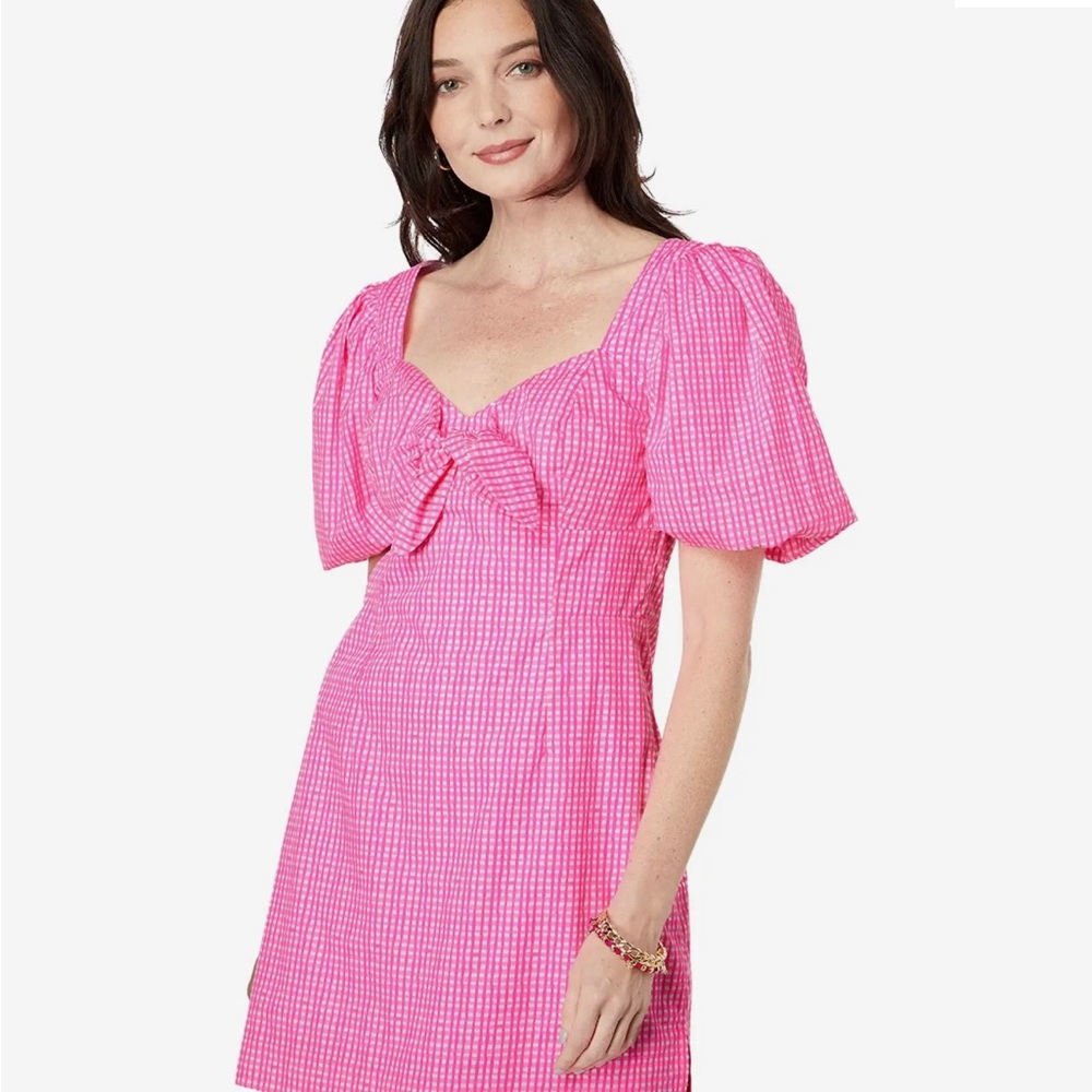 New with tags pink gingham romper.  Has shorts underneath. Lilly Pulitzer.
